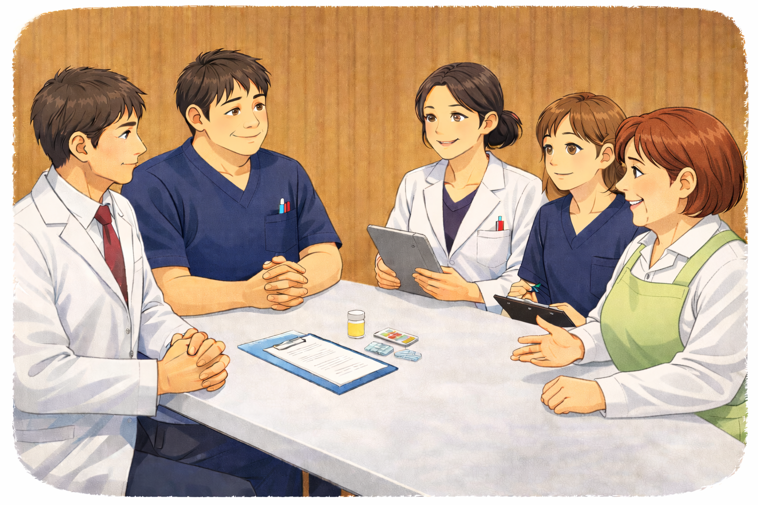 インタビュー中の写真