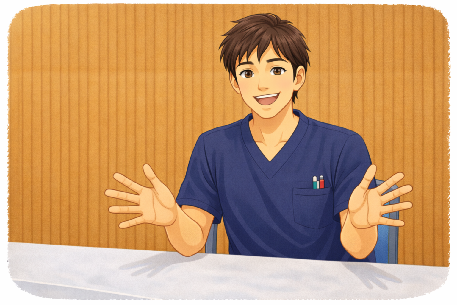 インタビュー中の写真