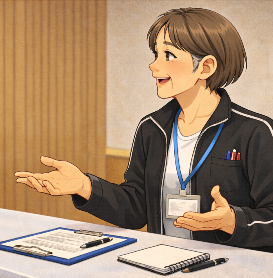 インタビュー中の写真