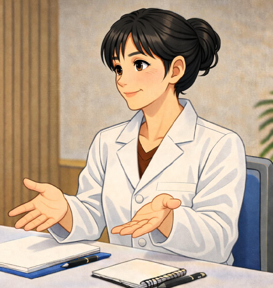 インタビュー中の写真