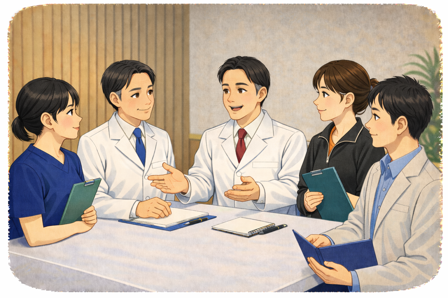 インタビュー中の写真