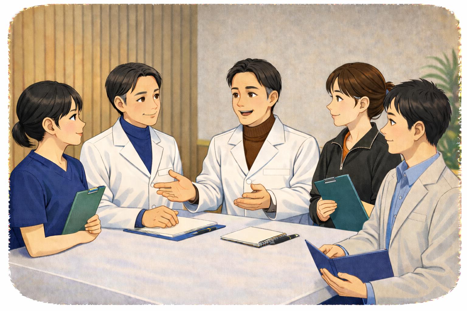 インタビュー中の写真