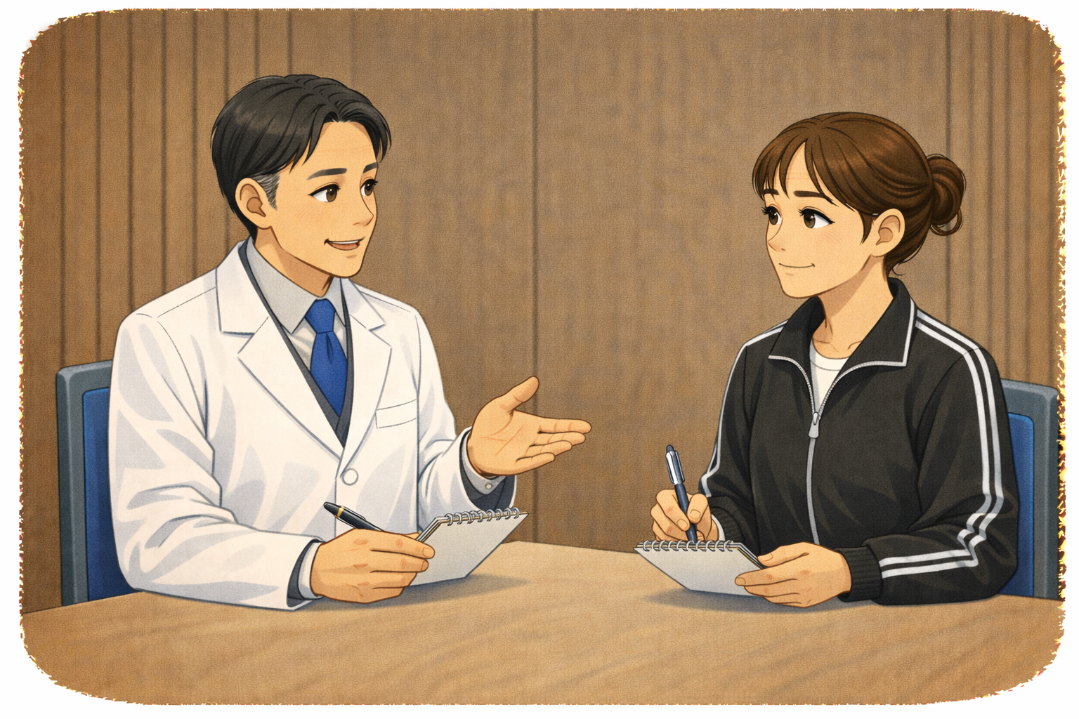 インタビュー中の写真