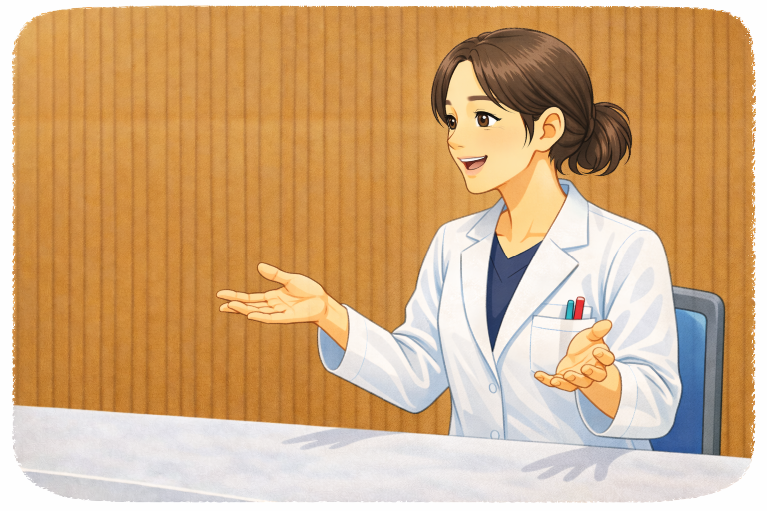 インタビュー中の写真